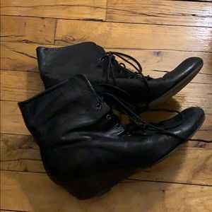 Coclico black leather boots 1.5” heel